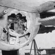 A ball turret, likely belonging to a B-24 Liberator, that was struck by flak